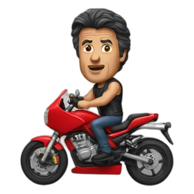 Stallone in a red motorbike sticker