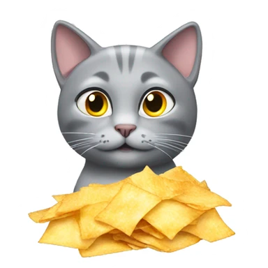 grey cat with pack of chitos chips sticker