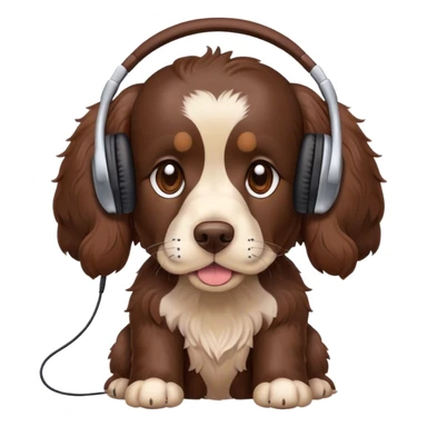 Chocolate cocker spaniel wearing headphones sticker