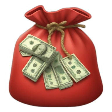 a red bag of money sticker