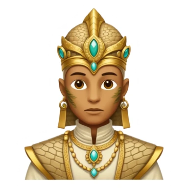 reptilian humanoid in ancient outfit, front view, ornate details sticker