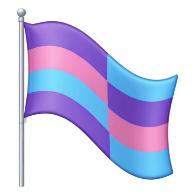 I want a flag, I want the first stripe at the very top of the flag to be pink 🩷. The middle stripe will be the color purple 💜. And finally the bottom stripe will be the color blue 💙. Only those three colors in that exact order. sticker