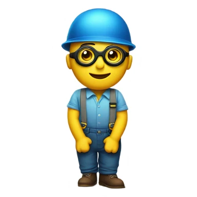 small yellow guy in blue suspenders with goggles in sticker