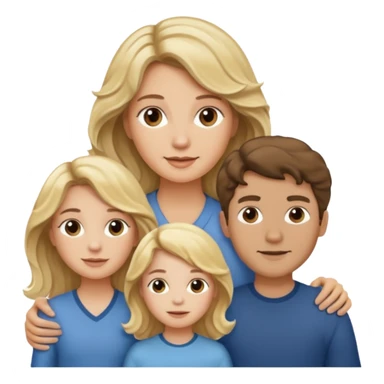 Família de uma mulher loira, um homem de cabelo castanho ondulado e dois filhos sticker