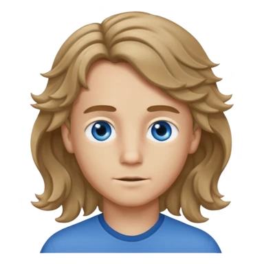 Blue eyed boy with dark blond wavy long hair boy and normal skin color sticker