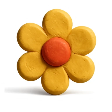 yellow flower-shaped candy, claymation style, isolated on transparent background sticker