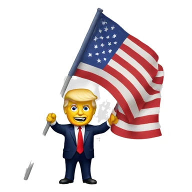 Donald Trump  with a flag sticker