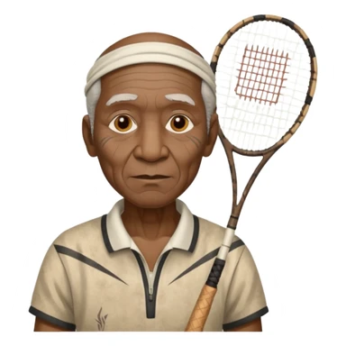 ancient tribal old black man with 1 badminton racket sticker