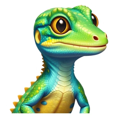 cinematic-cute-realistic gecko-portrait-emoji,-head-tilted-playfully-and-inquisitively,-featuring-a-small,-charming-body-with-smooth,-vividly-patterned-scales,-bright,-sparkling-eyes-and-delicate,-sticky-toe-pads,-simplified-yet-irresistibly-adorable sticker