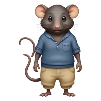 a large black rat in pants, with a lot of sweat sticker