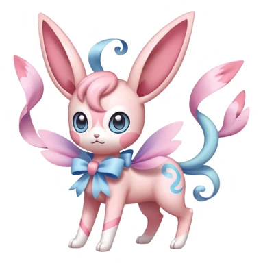 Kawaii Sylveon fairy type Pokémon, full body sticker