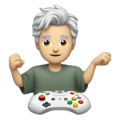 white man with grey hair, playing xbox sticker
