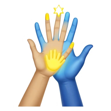 a normal hand being held by 2 hands, a glowing blue hand and a glowing yellow hand souls... hope and comfort from the past and futur sticker