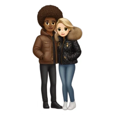 Couple with lv pufffer jacket sticker