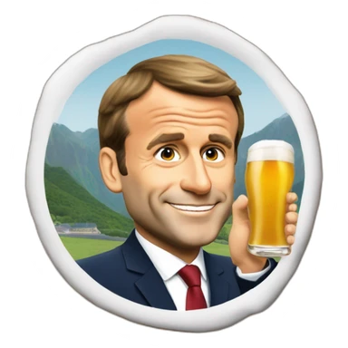 President Macron qui boit une biere  sticker