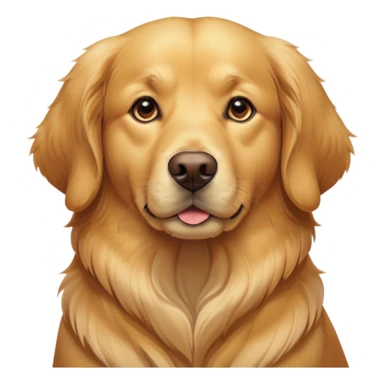 Cinematic Noble Golden Retriever Portrait Emoji, Poised and regal, with a strong, athletic build and a lustrous, well-groomed golden coat, deep-set soulful brown eyes, Simplified yet sharp and sophisticated features, highly detailed, glowing with a soft, dignified glow, high shine, intelligent and friendly, stylized with an air of warmth, focused and attentive, soft glowing outline, capturing the essence of a watchful and confident companion, so majestic it feels as though it could bound out of the screen with effortless authority! sticker