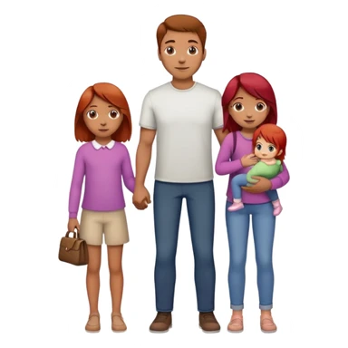 A man with brown hair holding a child, a daughter, and a girl with red hair by the hand sticker