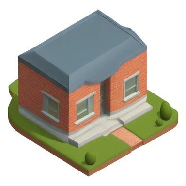 isometric single storey curved red brick sticker