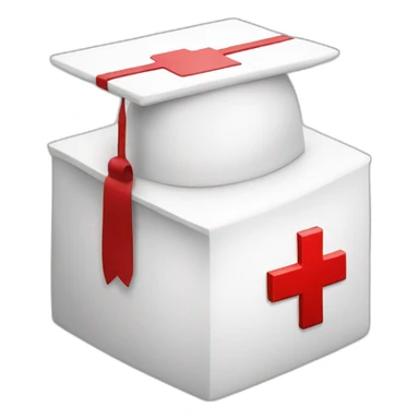 White Student cap with red medical cross  sticker