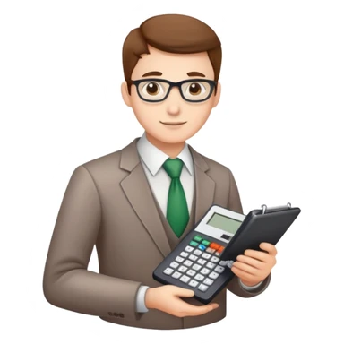 accountant with calculator and spreadsheet sticker