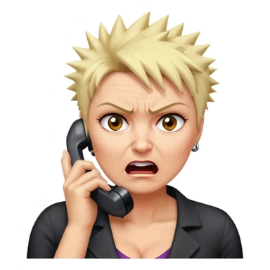Short Blonde spikey mature woman on the phone angry sticker