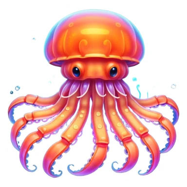 Neon glowing jellyfish-crab-squi sticker