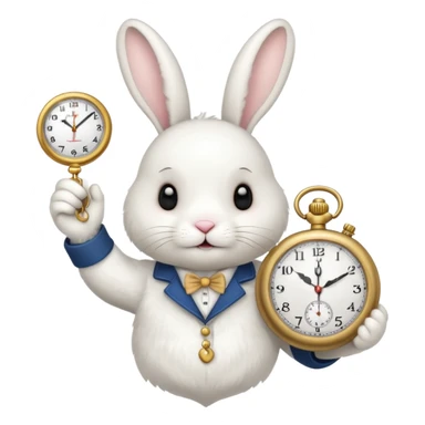 white bunny with a clock on his hand signaling the clock sticker