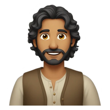 indian man, no beard, short black wavy hair, oval face, white complexion sticker