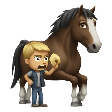 Angry horse with boy sticker
