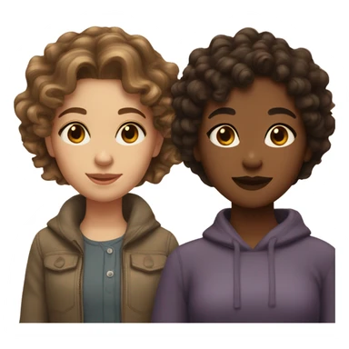 2 girls one lightskined wavy brown hair and another dark and curly short hair sticker