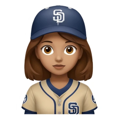 light brown girl with brown hair and brown eyes in a san diego padres baseball uniform  sticker