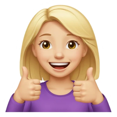 Double thumbs up blonde girl laugh cry emoji sticker