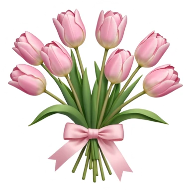 very pale pink tulips bouquet with light pink bow sticker
