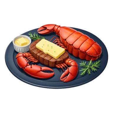 Steak and lobster on plate dinner sticker