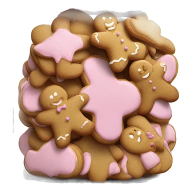 Realistic glass cookie jar with light pink lid full of gingerbread cookies isolated.  sticker