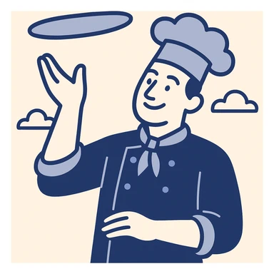 smiling Italian chef spinning pizza dough sticker