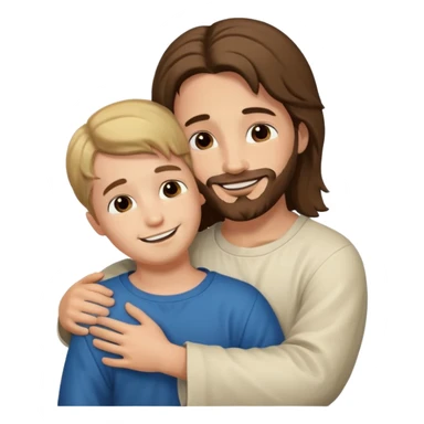 Niño abrazando a Jesús original sticker