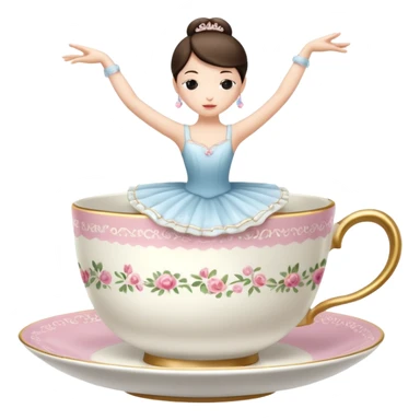 A teacup with arms and legs dancing like a ballerina sticker