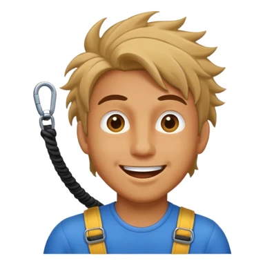 bungee jumping man face only with flying hair sticker