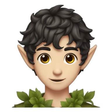 sweet elf boy flower crown short dark hair dark eyes sticker