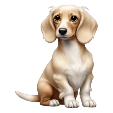 mini long-haired puppy dachshund cream white colors full body sticker