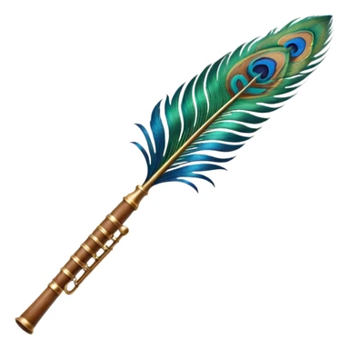 Small and single Peacock feather and flute like horizontal sticker