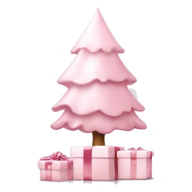 Light pink Christmas gifts under a white Christmas tree  sticker