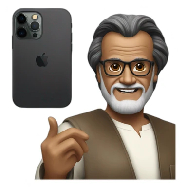 Rajinikanth with iPhone 15 Pro Max sticker