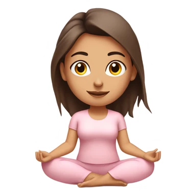 Brunette yoga beautiful girl in light pink clothes sitting on a yoga mat sticker