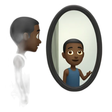 black man watching mirror sticker