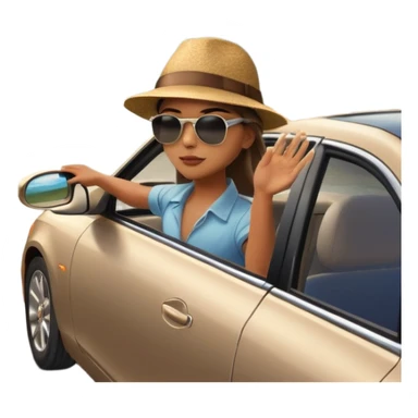 A person stands outside of to a car parked on the side of a long, open road. The sky ahead is clear and glowing, full of possibilities. One hand is on the steering wheel, the other points forward. The rearview mirror reflects storm clouds, but the windshield shows sunlit mountains ahead.  sticker