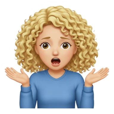 Emoji di ragazza bionda riccia che urla e mette una mano ben aperta in faccia davanti gli occhi sticker