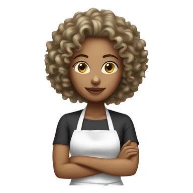 White woman curly hair cooking sticker