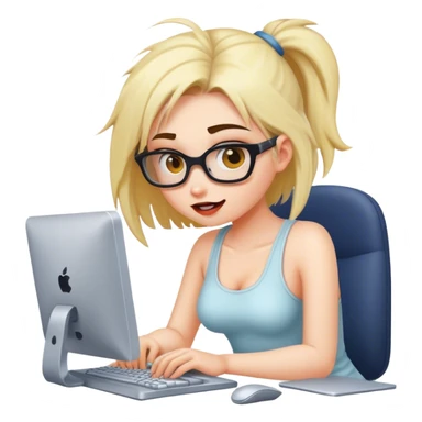 crazy girl working on a computer  sticker